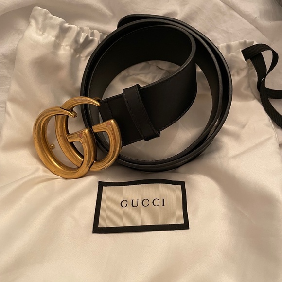 COPY - Gucci Black Leather Belt with Gold Double G Buckle - Picture 4 of 9